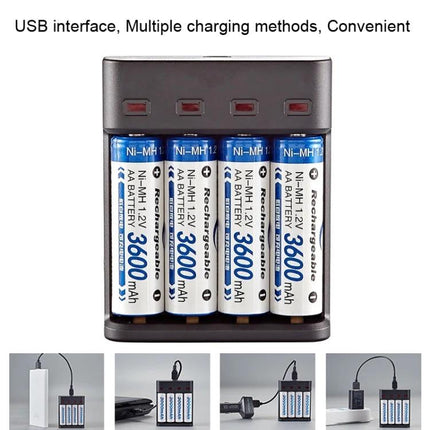 BMAX USB Charger for AA and AAA Rechargeable Batteries compact Micro USB charger recharging AA and AAA Ni-MH Ni-CD batteries