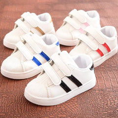 Kids' Striped Shell Head Casual Sneakers with Breathable Cotton Lining