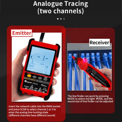 Rechargeable Network Cable Tester for Wire Tracking and POE Testing