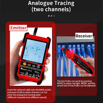 Rechargeable Network Cable Tester for Wire Tracking and POE Testing