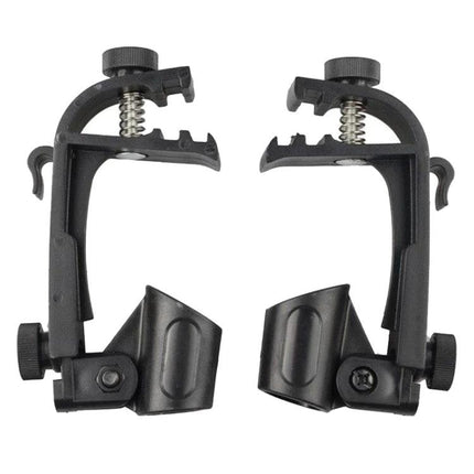 Microphone Clamp for Drum Set Recording at Home - pair of black adjustable drum rim clamps for secure microphone mounting