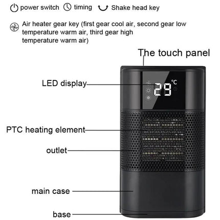 N8 Table Heater For Indoor Use With Tip Over Safety Cutoff