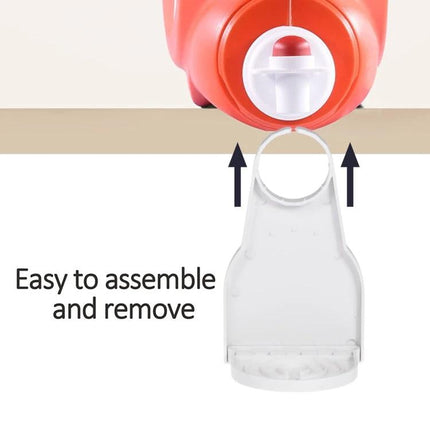 Practical Foldable Tray for Home Laundry Detergent Management showing a detergent spout funnel being assembled and removed under a shelf