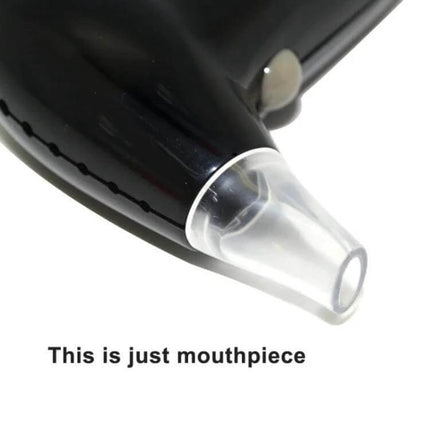 Replacement Mouthpieces for AT68 Breathalyzer, 10-Pack - clear disposable mouthpiece fitted on black breathalyzer for hygiene and easy replacement