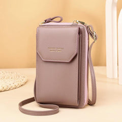 Elegant Women's PU Leather Long Phone Wallet with Adjustable Strap