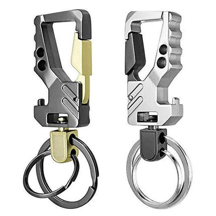 Keychain Carabiner With Bottle Opener Double Ring Design compact zinc alloy double-ring key holder with built-in bottle opener for everyday carry