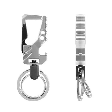 Keychain Carabiner With Bottle Opener Double Ring Design zinc alloy compact EDC key holder with built-in bottle opener and two key rings