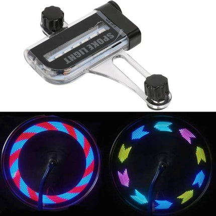 Bike Spoke Lamp Double-Sided Colorful Wheel Light For Mountain Bikes - 14 LED double-sided spoke light showing colorful patterns on bike wheels