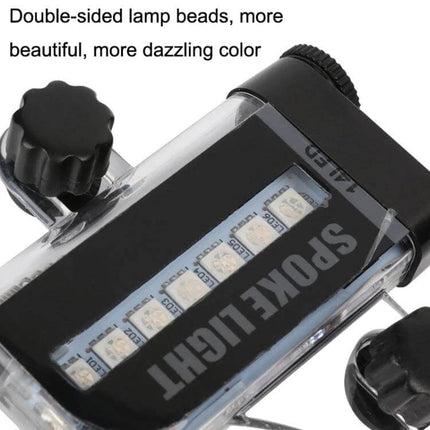 Bike Spoke Lamp Double-Sided Colorful Wheel Light For Mountain Bikes – close-up of double-sided 14-LED spoke light with mounting knobs
