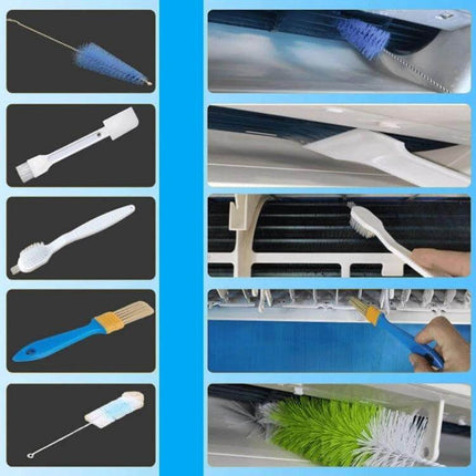 Air Conditioner Cleaning Bag For Hanging Units 1-1.5P PVC maintenance bag shown with brushes and hose for cleaning wall-mounted AC units, fits units <92cm diameter