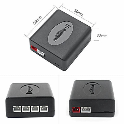 Rear Parking Assistance System with Buzzer and Visual Display compact control module with four sensor ports and connector