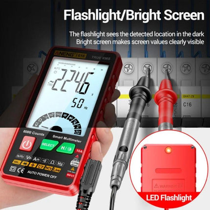 ANENG Automatic Digital Multimeter for Electrical Testing with bright backlit screen, LED flashlight and probes for home, auto and DIY diagnostics
