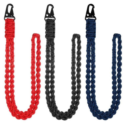 Red Outdoor Paratrooper Rope Lanyard, 56cm Multifunctional - red braided nylon with metal eagle hook for outdoor gear