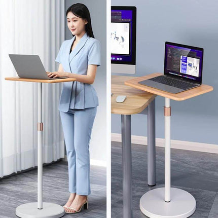 SSKY Adjustable Height Laptop Stand for Standing Workspaces shown with woman using laptop at 70–120 cm height adjustable standing desk