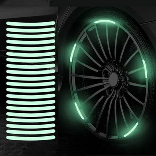 Luminous Reflective Stickers for Car Wheels, Rainbow, 20-Piece Set - glow strips on car wheel for nighttime visibility