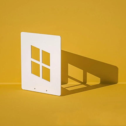 Light Shadow Board for Still Life and Portrait Photography: white window-cut board casting shaped shadow on yellow background, waterproof studio prop