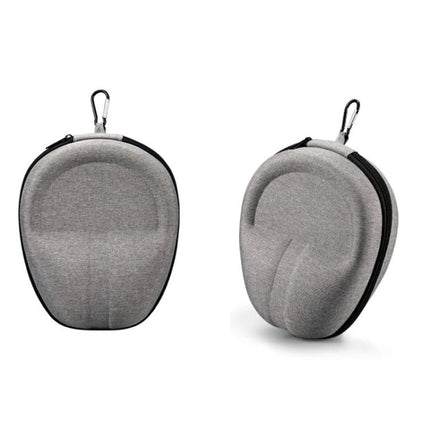Compact Headphone Carrying Pouch With Organizer Pocket For Commuting gray pear-shaped case with zipper and carabiner