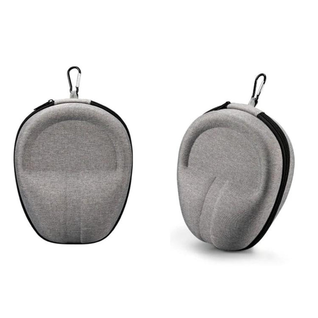 Compact Headphone Carrying Pouch With Organizer Pocket For Commuting gray pear-shaped case with zipper and carabiner