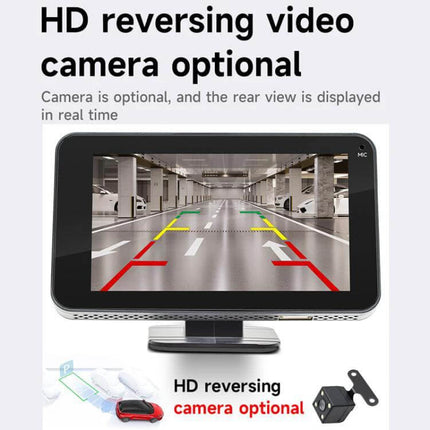 Wireless Adapter for CarPlay and Android Auto Projection showing car display with HD reversing camera preview
