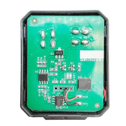 Steering Lock Emulator Plug-and-Play In Your Car Today internal circuit board view, green PCB in plastic housing