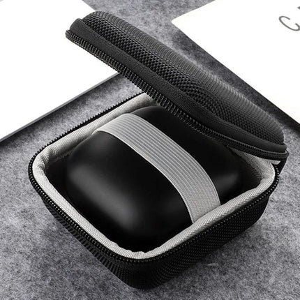 Hard Shell Bag for Storing Powerbeats Pro Headphones on the Go - black EVA protective case with internal elastic strap for travel and commuting