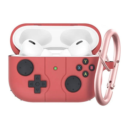 Essential Silicone Cover for Everyday AirPods Protection - Red gamepad-style silicone case with carabiner, water-washable soft protective cover for AirPods 3
