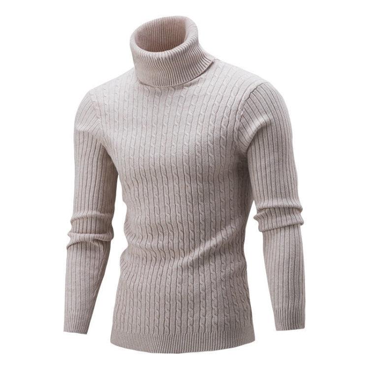 Men's High-Neck Casual Knit Sweater with Long Sleeves