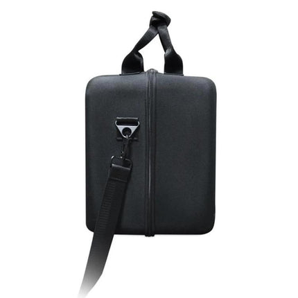 Protective Portable Speaker Carry Case With Ergonomic Handle black EVA hard shell case with shoulder strap, flannel-lined interior, zippered