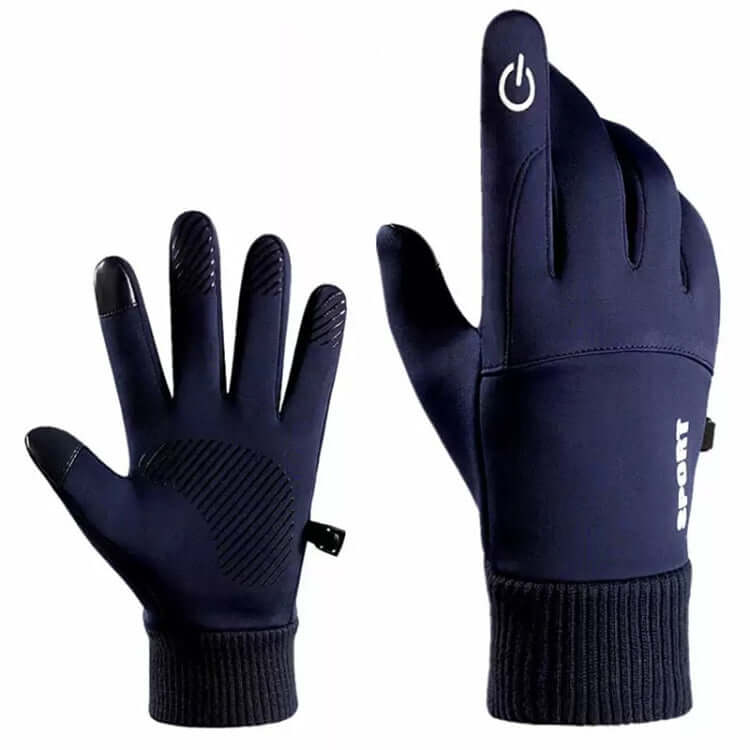 1 Pair With Velvet Waterproof Outdoor Cycling Cold and Wind-proof Warm Gloves, One Size