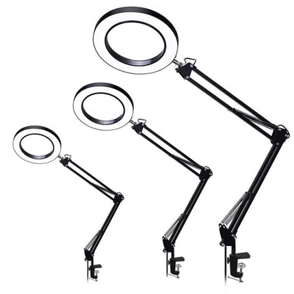 Versatile Clip Magnifying Lamp for Home Reading and Crafts with 5x 105mm lens, adjustable arm and clamp for crafting and reading
