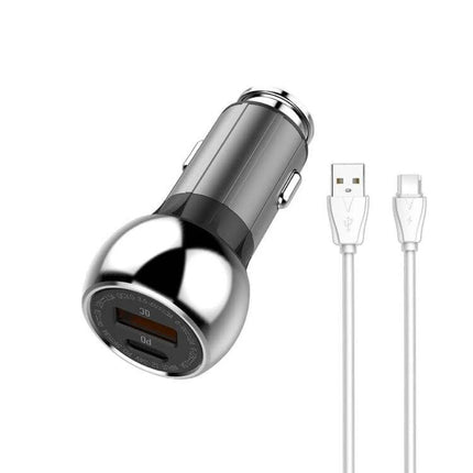 Car USB-C Charger For Phones And Tablets In-Car Use compact aluminum alloy PD Type-C car charger with anti-slip reinforced clips