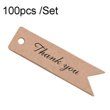 Thank You Swallow Tail Gift Tags, 100 Pcs, Cowhide rustic swallow-tail thank you tag with hole for string, printed finish for gift wrapping