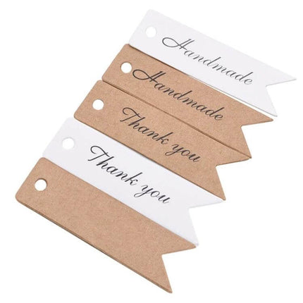 Thank You Swallow Tail Gift Tags, 100 Pcs, Cowhide - rustic swallow-tail thank you and handmade gift tags with hole for string