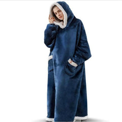 Cozy Wearable Lambswool Blanket with Hood and Pockets