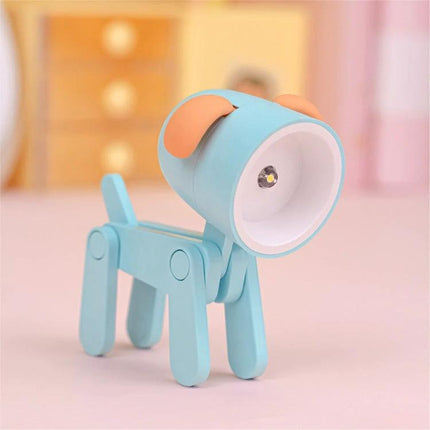 Fun cartoon desk lamp shaped like animals for home decoration - blue dog-shaped desk lamp with phone holder and soft LED light