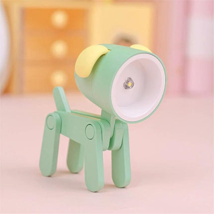 Fun cartoon desk lamp shaped like animals for home decoration - mint green dog-shaped LED lamp with phone holder and adjustable angle