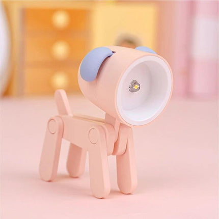 Fun cartoon desk lamp shaped like animals for home decoration - pink dog-shaped desk lamp with adjustable phone holder and soft LED light