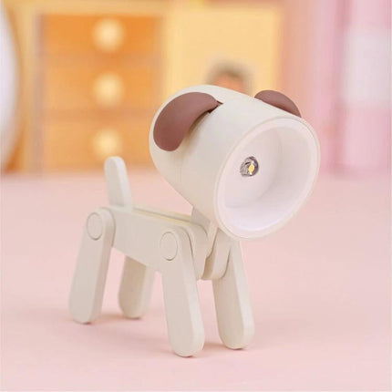 Fun cartoon desk lamp shaped like animals for home decoration - cream dog-shaped desk lamp with adjustable phone holder and soft LED light
