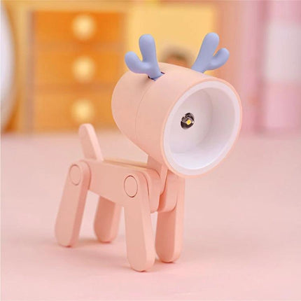 Fun cartoon desk lamp shaped like animals for home decoration - pink deer-shaped adjustable phone-holding LED desk lamp