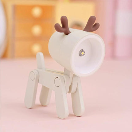 Fun cartoon desk lamp shaped like animals for home decoration - white reindeer-shaped adjustable desk lamp with phone holder and soft LED light