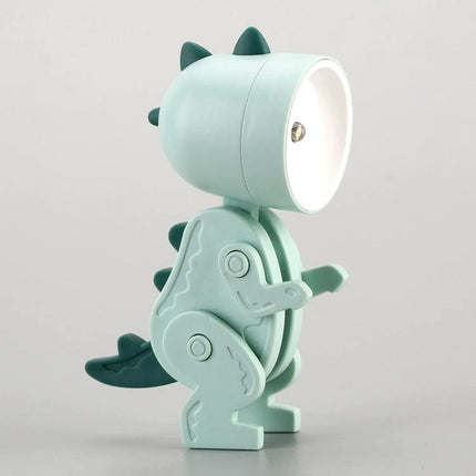 Fun cartoon desk lamp shaped like animals for home decoration - mint green dinosaur phone-holding bedside lamp with adjustable angle and soft light