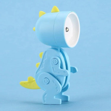 Fun cartoon desk lamp shaped like animals for home decoration - blue dinosaur kid desk lamp with phone holder and adjustable light