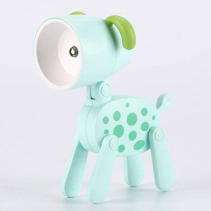 Fun cartoon desk lamp shaped like animals for home decoration - mint green dog-shaped lamp with phone holder and adjustable light