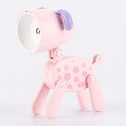 Fun cartoon desk lamp shaped like animals for home decoration pink spotted dog lamp with phone holder and adjustable angled light