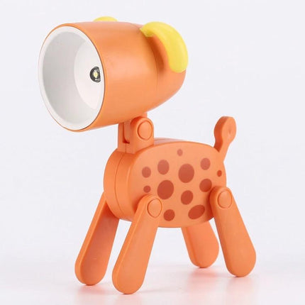 Fun cartoon desk lamp shaped like animals for home decoration - orange dog-shaped adjustable desk lamp with phone holder and soft LED light