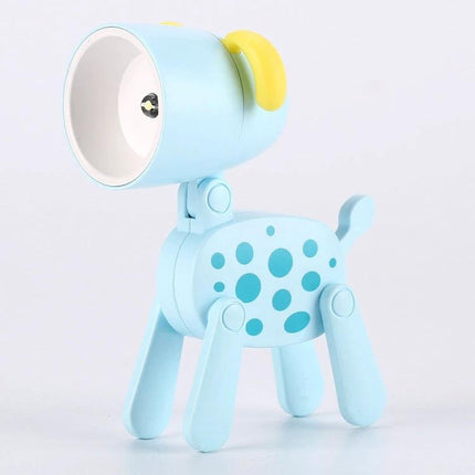 Fun cartoon desk lamp shaped like animals for home decoration - blue dog-shaped desk lamp with adjustable phone holder and soft LED light