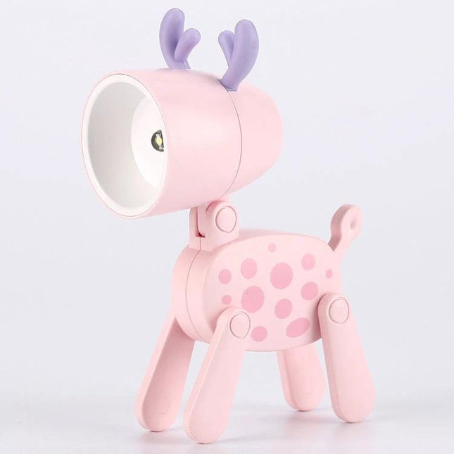 Spotted Deer Shaped Lamp for Home Desk Decoration and Use - pink compact desk lamp with phone holder and gentle reading light
