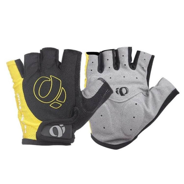YIZIMI Anti Shock Half Finger Cycling Gloves Silicone Palm - yellow black half-finger gloves with thickened leather palm and silicone grip for shock absorption