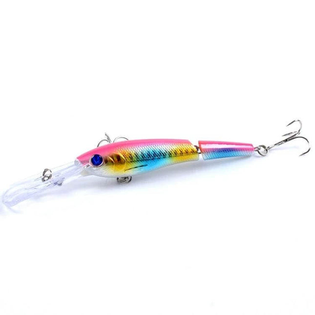 Mino Multi-Section Lure For Freshwater Fishing 13.3cm - colorful jointed ABS bait with lifelike swimming action for bass, crappie, panfish, 0.5–3m depth