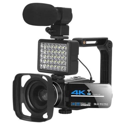 4K Digital Camcorder With Wide Angle Lens Kit And Fill Light